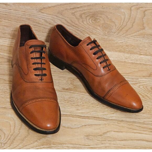 Stacy Adams Madison Oak Brown Leather Dress Shoes Oxford Cap Toe Mens Size 9.5 D - Picture 3 of 10